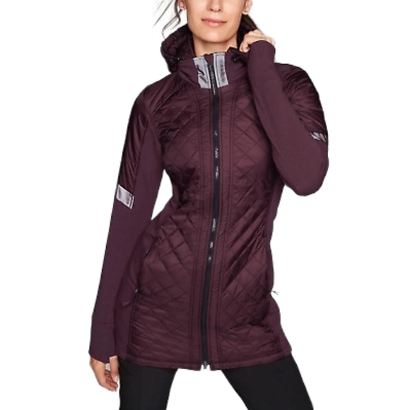 Athleta Jackets & Blazers - ATHLETA Rock Springs Cya Mid Length Full Zip Hooded Jacket in Burgundy Size XS